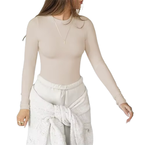 เสื้อยืดแขนยาวคอกลมทรงเข้ารูปสำหรับผู้หญิง ผ้าวิสโคส สไตล์ลำลอง สีพื้น แนวสไปซ์เกิร์ล ผ้าไม่ยับ ระบายอากาศได้ดี เหมาะสำหรับใส่เป็นเสื้อนอก - Product Image 1