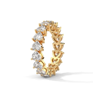 Yellow <b>Gold</b> Eternity Diamond <b>Ring</b> Oval Round Pear Cut Channel <b>Set</b> Band for Wedding Anniversary Gift - Product Image 2
