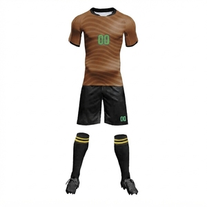 Ensemble de maillots de football unisexe orange à sublimation intégrale, col rond, manches courtes, en polyester respirant, coupe classique, pour tous - Product Image 5
