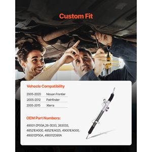 Crémaillère de direction assistée hydraulique avec soufflet de protection compatible avec Nissan Frontier 2005-2020 - Product Image 2
