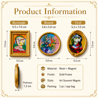 Aimant de réfrigérateur en résine Art Déco doré, impression UV personnalisée de haute qualité, respectueux de l'environnement, peinture célèbre, cadeaux promotionnels souvenirs