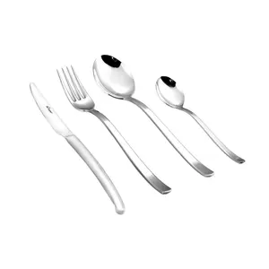 Ensemble de couverts en acier inoxydable poli argent royal avec poignée ronde incurvée faite à la main pour les occasions d'école de mariage de restaurant - Product Image 1