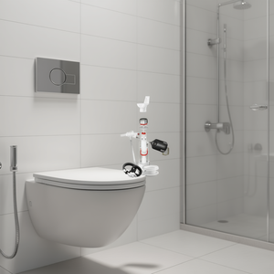 Valvola di scarico universale Criscolor per WC con pulsante e rubinetto laterale, montaggio a parete, design moderno in plastica, a risparmio idrico per bagno - Product Image 3