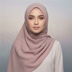 Women Solid Color Polyester <b>Hijab</b> <b>Jersey</b> Fabric Skin-Friendly Daily Wear Middle East Ethnic Scarf Shawl - Product Image 3