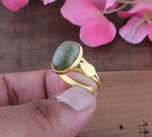 Wholesale 925 Sterling <b>Silver</b> Gold Plated Oval Amethyst Gemstone Classic Women's Natural Green Pink Stone <b>Solitaire</b> <b>Ring</b> Fine - Product Image 3
