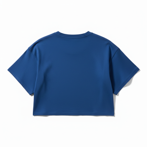 Camiseta Corta Premium para Mujer, Estilo Vintage, Color Azul Sólido, 100% Algodón, Corte Holgado - Product Image 2