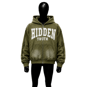 Sudadera con capucha de algodón suave verde oliva con cremallera para hombre, ajuste cómodo, estilo urbano, algodón French Terry, informal, talla S - Product Image 1