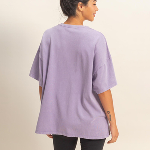 2026 New Fashion Trendy Oversize Woman Breathable Long Casual T-<b>shirt</b> Polyester/Cotton Plus Size Plain Vintage Acid Washed Tee - Product Image 2