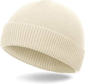 Unisex Wool Fisherman Beanie Hat, Short Cuffed Knit Skull <b>Cap</b> <b>for</b> <b>Men</b> Women, Warm Ribbed <b>Winter</b> Watch <b>Cap</b>, Casual Streetwear - Product Image 3