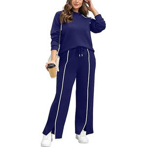 Conjuntos de Salón para Mujer, Conjuntos de Otoño de 2 Piezas con Pantalones de Pierna Ancha, Conjunto de Top y Pantalón a Juego, Ropa Cómoda para el Hogar - Product Image 3