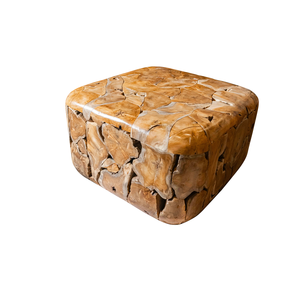 Mesa de Centro ARTERRA de Lujo Hecha a Mano con Cubos de Raíz de Teca Rústica, Diseño Cuadrado con Textura de Madera Natural, Ecológica y Duradera - Product Image 1