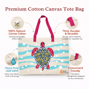 Eco Friendly <b>Canvas</b> <b>Tote</b> Bag Printed Sea Turtle Design | Reusable Shopping Beach Bag Large Capacity Shoulder Handbag for Women - Product Image 6