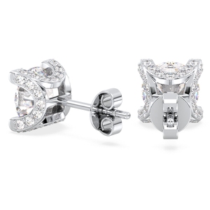 REYES Pendientes personalizados de oro blanco de 14 quilates con corte redondo y moissanita de 2,96 quilates con cierre de rosca para mujer, regalo perfecto, joyería fina - Product Image 5