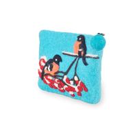 Dompet Wanita Lamatar1 Berkualitas Tinggi dari Wol Domba Selandia Baru Desain Pohon dengan Ritsleting, Anyaman Ramah Lingkungan, Hadiah Buatan Tangan