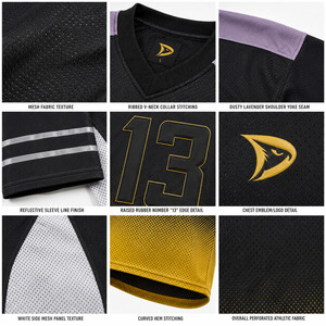 Men's V-Neck Short Sleeve Football Jersey Mesh 100% Polyester Gradient Black Gold Number 13 Sublimated Print <b>Athletic</b> Fit - Product Image 6