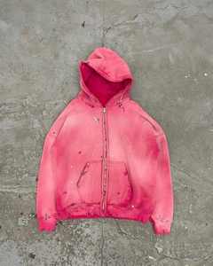 Sweat à capuche rose oversize en coton avec fermeture éclair, effet dégradé, en molleton bouclette, unisexe, style décontracté automne, coupe classique - Product Image 3
