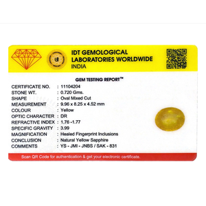 พลอยแซฟไฟร์สีเหลืองทรงรีขนาด 3.6 กะรัต สำหรับเครื่องประดับชั้นดี - Product Image 4
