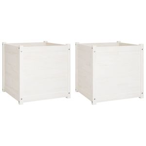 Ensemble de 2 jardinières en bois de pin massif blanc 23,6x23,6x23,6 pouces Pots et jardinières à fleurs - Product Image 2