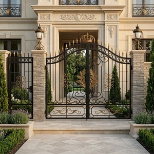 Portail double en fer forgé de style européen, résistant à la rouille ; facile à installer ; doté de motifs exquis, adapté aux villas. - Product Image 6