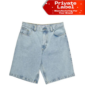 Pantalones Cortos de Mezclilla para Hombre, Fabricación de Marca Privada, Color Azul Lavado, Corte Relajado, Etiqueta Personalizada, Ropa de Calle - Product Image 1