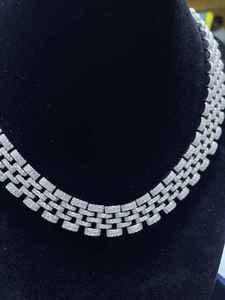 Collar de eslabones plateados con piedras brillantes, estilo hip hop, cadena de lujo, joyería elegante de moda, regalo para fiestas, para hombre. - Product Image 3