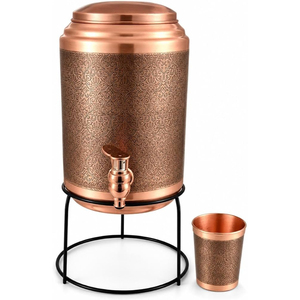 Premium Hand-Hammered Pure Copper Water Dispenser With Leak-Proof Tap & Glass Set Traditional Ayurvedic Health Benefits Wellness - Product Image 5