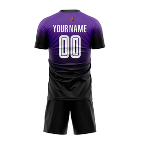 Uniforme de Fútbol Unisex para Adultos, Sublimado con Diseño Industrial de Neón Brillante, 100% Poliéster, Transpirable, de Secado Rápido, Degradado Morado y Negro - Product Image 1
