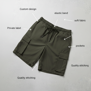 Pantalones Cortos Deportivos de Carga al por Mayor OEM ODM, Transpirables, de Poliéster Tejido, Ligeros, Personalizados, de Secado Rápido, Ecológicos, con Cordones - Product Image 6