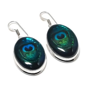 Boucles d'oreilles Huggie en argent 925 plaqué, motif géométrique, pierres précieuses, style bohème vintage, bijoux faits à la main pour femmes, pour les fêtes - Product Image 3