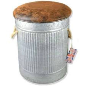 เก้าอี้สตูลเก็บของโลหะชุบสังกะสีสไตล์ฟาร์มเฮาส์พร้อมฝาไม้ทรงกลมและโต๊ะข้างตกแต่ง ราคาสมเหตุสมผล - Product Image 6