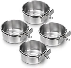 Cuenco de alimentación para pájaros de acero inoxidable, elegante abrazadera de copa de gallinero para comida y agua de loro, plato de agua ecológico para pájaros - Product Image 1