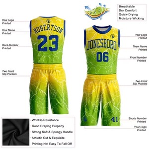 Meilleurs uniformes de basket-ball jaunes et noirs avec impression par sublimation, design personnalisé, maillots d'équipe de basket-ball pour hommes - Product Image 2