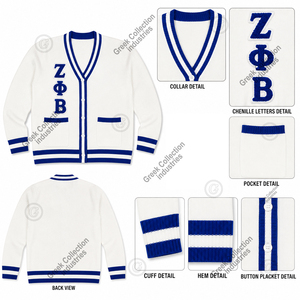เสื้อคาร์ดิแกน Zeta ZPB สำหรับสตรี ลายตัวอักษรกรีก  ถักจากอะคริลิก 100%  หนา แห้งเร็ว ติดกระดุมด้านหน้า มีกระเป๋า  สไตล์วาร์ซิตี้ - Product Image 5