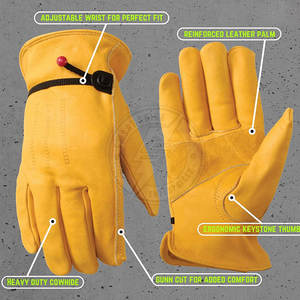 Gants de travail en cuir personnalisables, fabriqués au Pakistan, nouvelle collection 2026, pour la sécurité au travail, en vente - Product Image 4