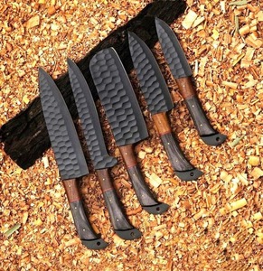 Five-Piece Chef <b>Set</b> with Pakka Wood Handle High Carbon Steel Handmade Durable <b>Sharp</b> Straight Edge Christmas Gift for Him - Product Image 2