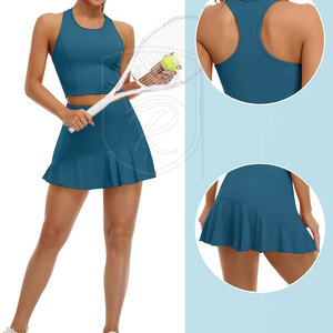 Women Tennis Skirt <b>Set</b> High Waist Pleated Skirt With Matching Sports Top Outfit Breathable Women Tennis Skirt <b>Set</b> - Product Image 3