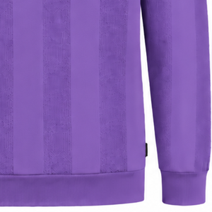 Purple <b>Mens</b> <b>Long</b> <b>Sleeve</b> Knit <b>Polo</b> Sweater Textured Vertical Stripe Pattern Ribbed Collar Casual Premium Pullover <b>Shirt</b> - Product Image 5