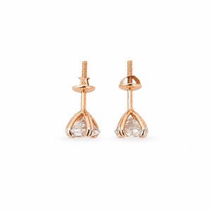 Boucles d'oreilles clous solitaires en or rose 18 carats avec diamant taille cœur pour femme, finition polie, pour usage quotidien, soirée, mariage, cadeau - Product Image 5