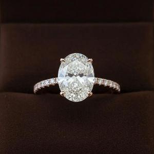 Hermoso Anillo de Compromiso de Moissanita con Halo Oculto, Anillo Nupcial de Plata Esterlina 925, Anillo de Promesa, Regalo de Aniversario, Solitario Ovalado - Product Image 4