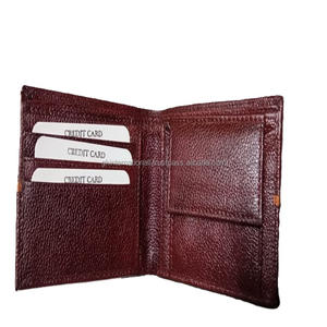 Usine conception personnalisée cuir véritable galet homme court sac à main compact petit portefeuille hommes portefeuilles en cuir véritable portefeuille à deux volets - Product Image 3