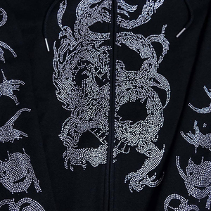 Sudadera con capucha de forro polar para hombre, personalizada, bordada con pedrería, de moda, con logo/color, 100% algodón, corte oversize, diseño con cremallera, ideal para invierno. - Product Image 3
