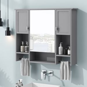 Mobiletto da Bagno Moderno 35 X 28 da Parete con Specchio, Armadietto Portamedicinali e Portasciugamani - Product Image 4
