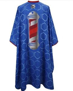Blue Barberpole Style Polyester <b>Waterproof</b> Barber Gown with Needle Detection and Seamless Fusing Unisex - Product Image 1