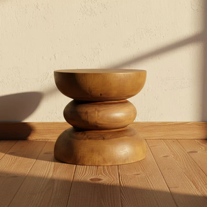 Tabouret scandinave en bois massif de teck, finition naturelle, pour salon, hôtel, parc et espaces commerciaux - Product Image 4