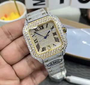 Montre de Luxe pour Homme en Quartz Moissanite Sertie de Diamants, Entièrement Incrustée VVS, Style Hip Hop Audacieux et Brillant - Product Image 1