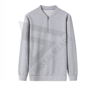 Pull à demi-zip en molleton 100% coton, surdimensionné, à manches longues, tricoté à la main, respirant - Product Image 6