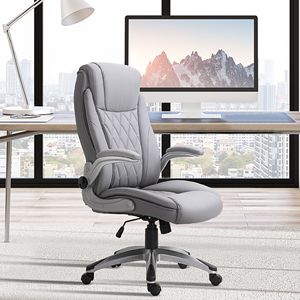Sedia da Ufficio Direzionale Girevole in Ecopelle Grigia con Braccioli Regolabili per il Comfort del Home Office - Product Image 2