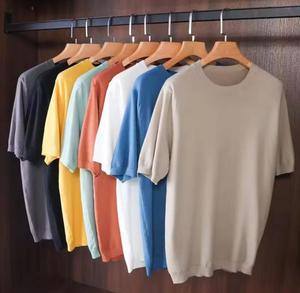 Camiseta de Algodón de Punto para Hombre, Cuello Redondo, Color Sólido, Manga Corta, Corte Regular, Informal, Transpirable, Ligera, con Logotipo Frontal, Antiarrugas - Product Image 2