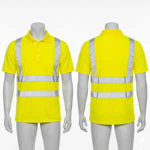 Camiseta Polo de Trabajo para Hombre, 220 GSM, Poliéster Piqué, Color Granate, Panel Reflectante de Seguridad, Diseño Personalizado con Logotipo Bordado - Product Image 2