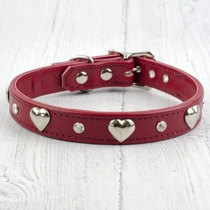 Saman Exports Premium Quality Leather Dog Collar With Crystals <b>Studs</b> and Heart Conchos Supplier Manufacturer All Sizes Available - Product Image 3